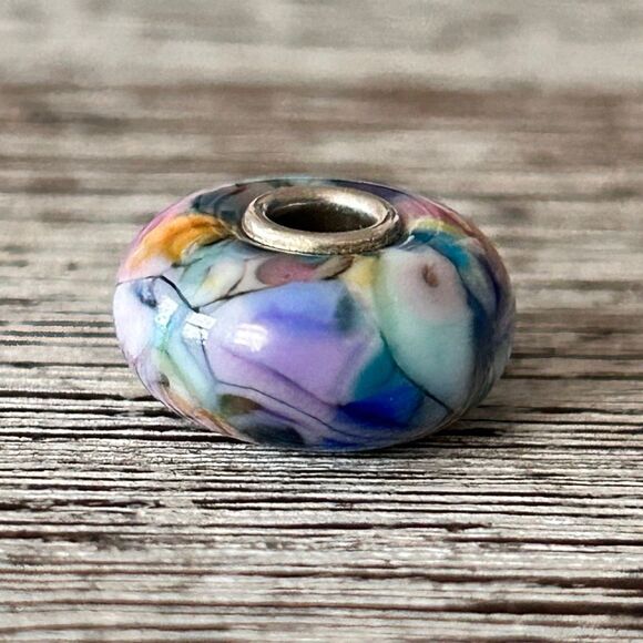 Summersday Artisan Trollbeads Style Trollstone Pastel Muted Blue Purple Teal NEW - Picture 5 of 11